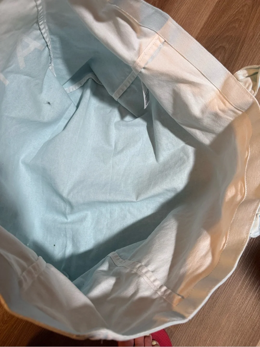 Athleta Ombre Canvas Tote in Cream and Blue